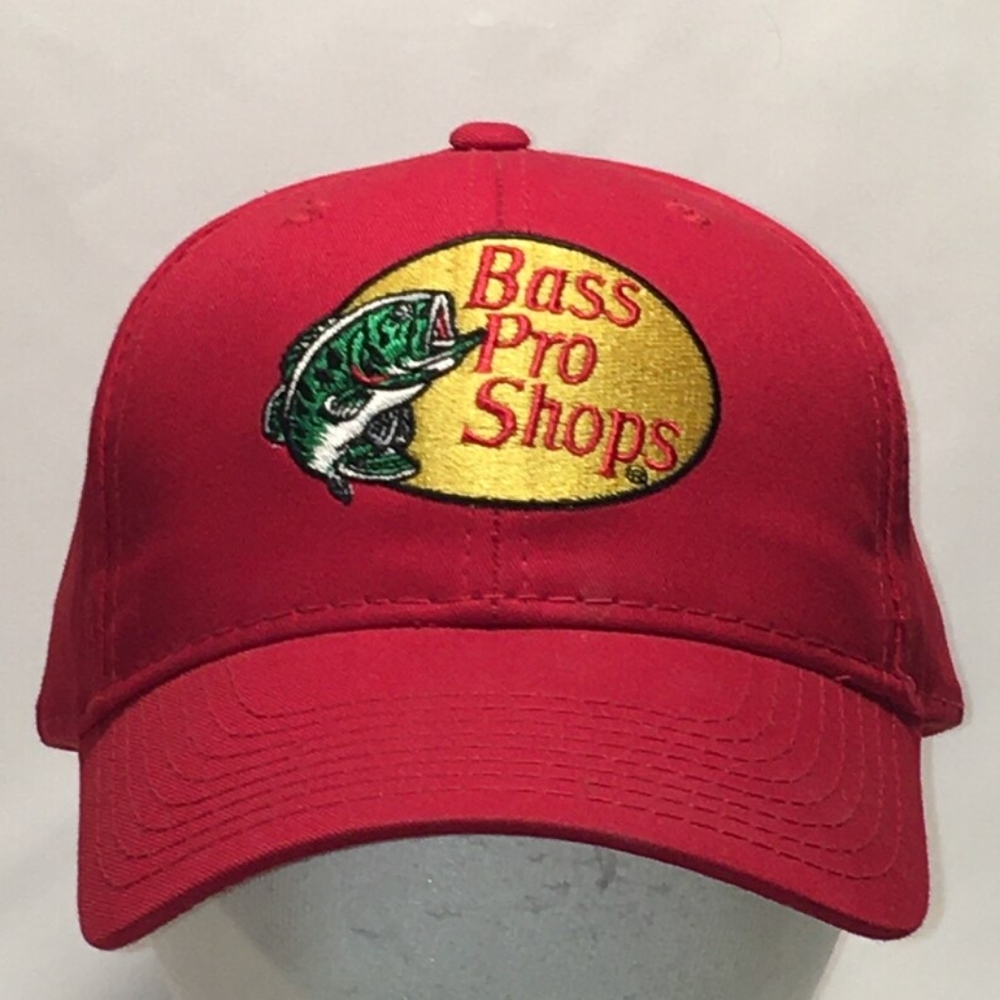 Bass Pro Shops. Red Trucker Ball Snapback Hat. Youth Sized.